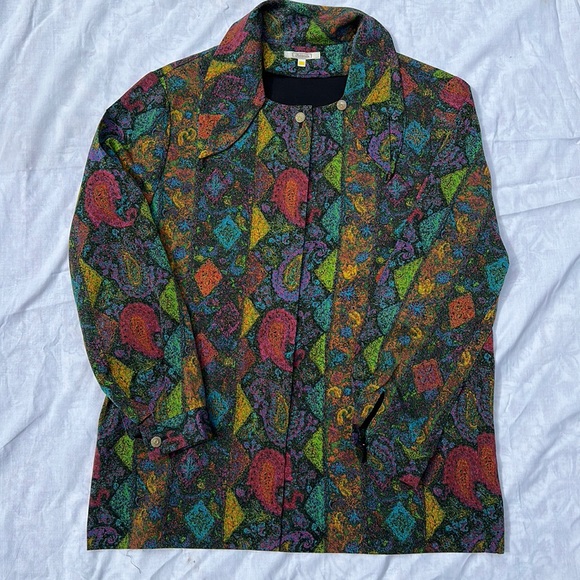 Addenda abstract paint stroke paisley pattern button down shirt Size L - Picture 1 of 9